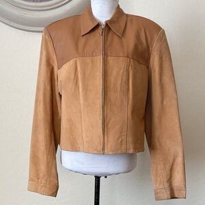 B&J Elegant Women's tan Leather Jacket. XL
